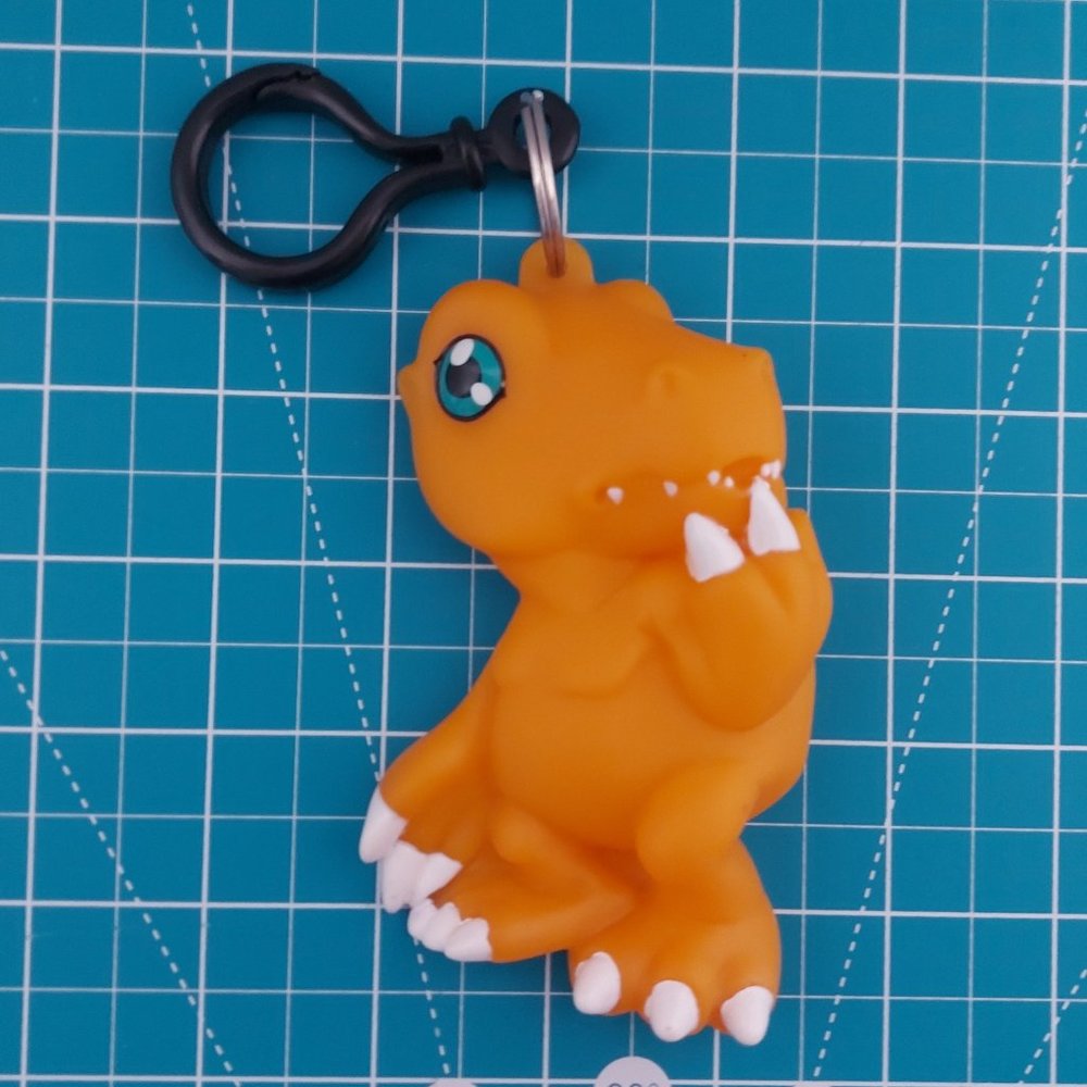 Vintage Digimon Agumon Vynil Keychain Bag Ornement 4 Inch